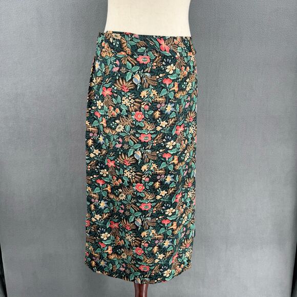 Vintage Addenda Polyester Floral Skirt Blouse Matching Set Womens 8/10 Green - Picture 6 of 11